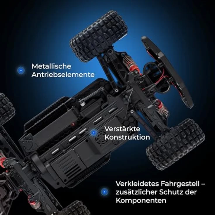 OVERMAX X-Stable RC Monster Truck 4x4 1:10, Metallantrieb, LED-Beleuchtung, 2 Akkus, Öldruckstoßdämpfer, 35 km/h – Bild 4