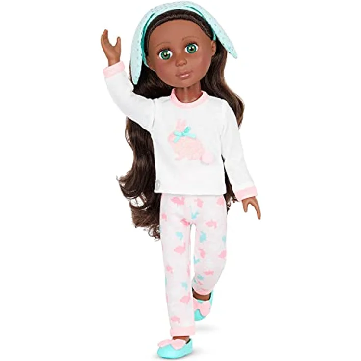 Glitter Girls Puppe Eniko – Bewegliche 36 cm Puppe mit Schlafanzug Puppenkleidung, Zubehör und braunen Langen Haaren zum Frisieren – Spielzeug ab 3 Jahren (6 Teile) – Bild 2