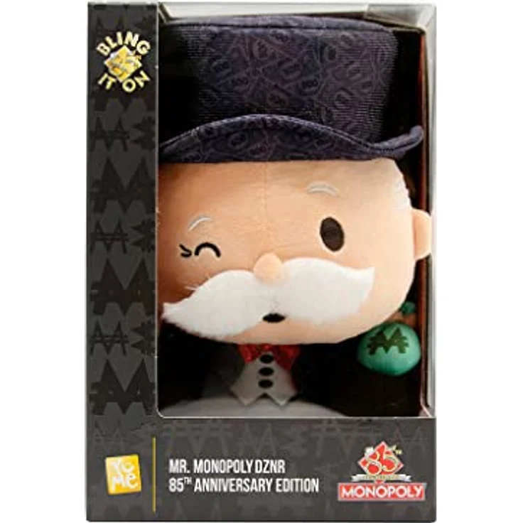 Bizak DZNR Mr. Monopoly Plüschtier, Sammleredition in Schwarz-Weiß, 18 cm, mit offizieller Lizenz – Bild 2