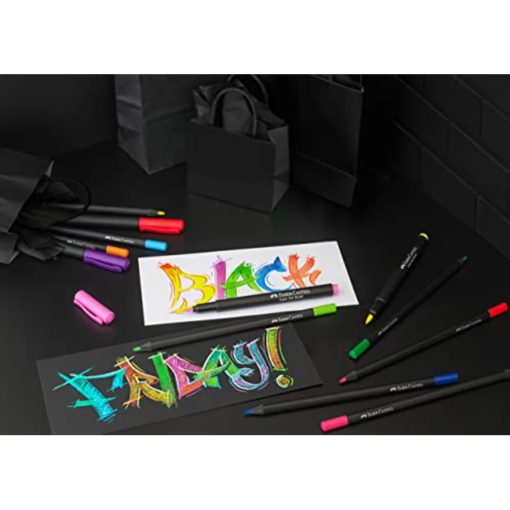 Faber-Castell 116452 - Filzstifte Set Black Edition 20er Etui, mit Pinselspitze, für Kinder und Erwachsene – Bild 3