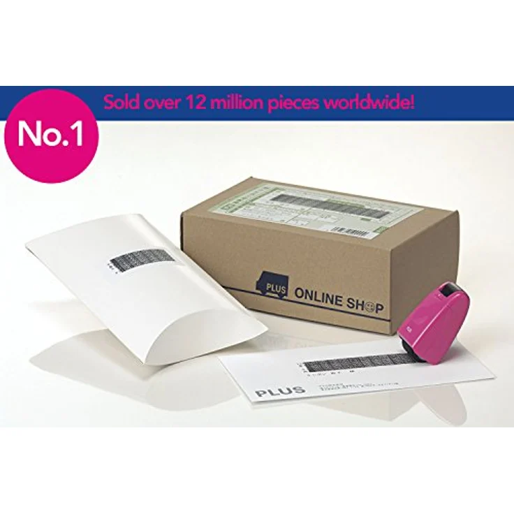 PLUS JAPAN Roll-Stempel zur Unkenntlichmachung von Daten, nachfüllbar, umweltfreundlich, 26mm Stempelfläche, blau – Bild 5