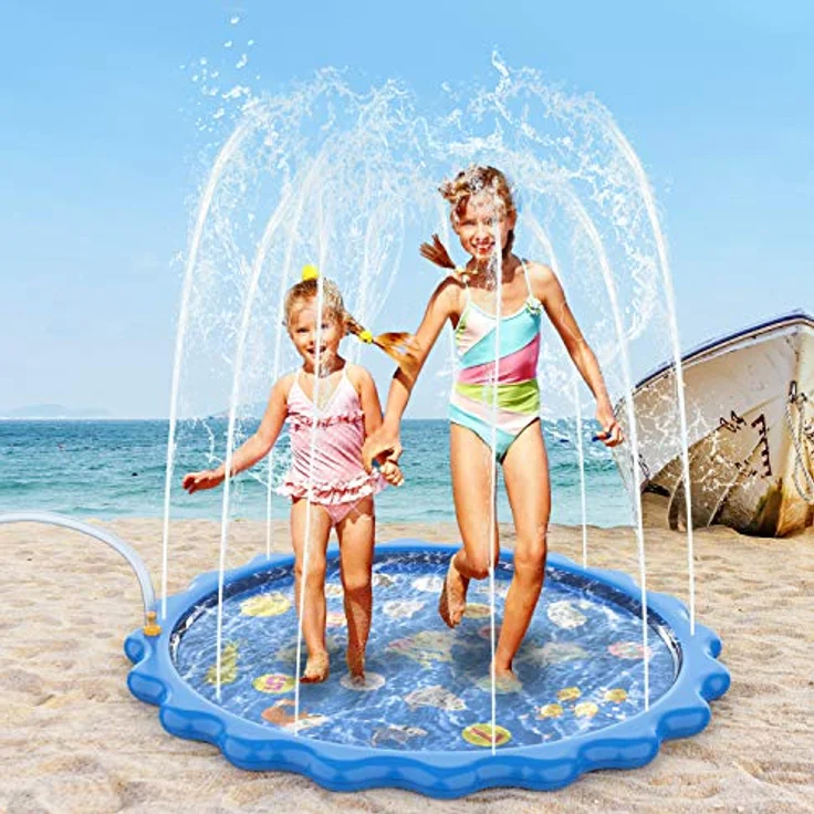 MOZOOSON Splash Pad Wasserspielzeug für Kinder und Hunde, 170CM Garten Sprinkler mit einstellbarer Wasserhöhe, rutschfest, buntes Meeresmotiv – Bild 3