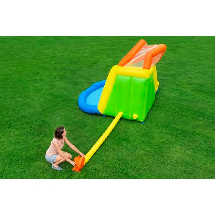 Bestway H2OGO! Mega-Wasserpark Wasserberg, 435 x 286 x 267 cm, für 5 Kinder, inklusive Rutsche, Kletterwand, Wasserkanone und Dauergebläse, PVC-beschichtetes Polyester, ab 5 Jahren, mit Reparatur-Set und Aufbewahrungstasche – Bild 5