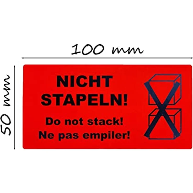 varivendo 50 Aufkleber Etiketten "Nicht stapeln", rote Versandaufkleber, Größe 10 x 5 cm – Bild 2