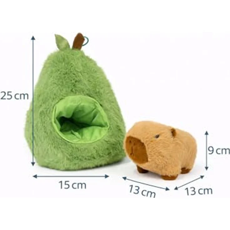 Soma Capybara Kuscheltier braun mit Avocado-Höhle, 25 cm Plüschfigur für Kinder ab 3 Jahren – Bild 3