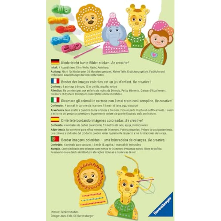 Ravensburger BeCreative Mini, Kreativset Erstes Sticken ohne Nadel für Kinder ab 4 Jahren, Made in Europe – Bild 6