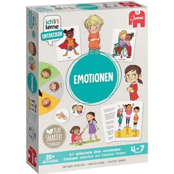 Jumbo Spiele ich lerne Entdecken Emotionen, Brettspiel zur Förderung von Empathie und Konfliktlösung, 70 Karten für 1-4 Spieler, ab 4 Jahren – Bild 3