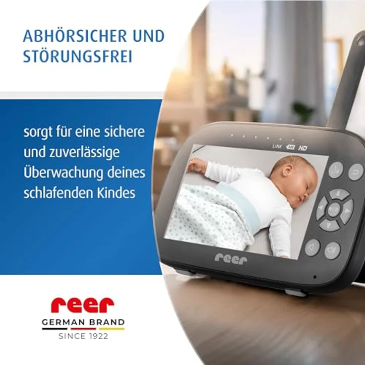 reer BabyCam Pro HD Move, digitales Video-Babyphone mit 5" HD-Bildschirm, 300m Reichweite, schwenk- & neigbare Kamera, Nachtsicht und 4-fach Zoom – Bild 2