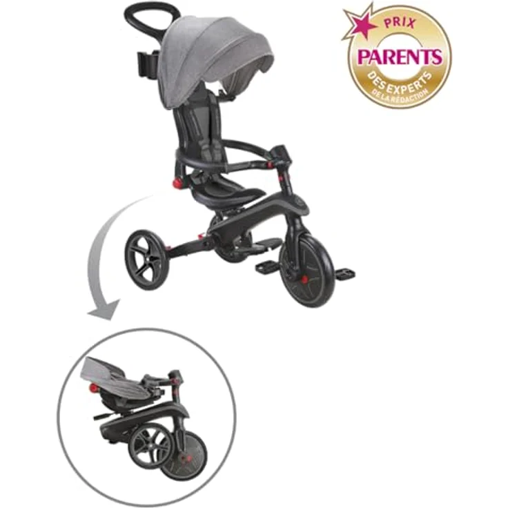 Globber Explorer Trike Foldable 4in1 schwarz-grau – Kinderfahrzeug mit höhenverstellbarem TPR-Sitz und Sicherheitsausstattung – Bild 2