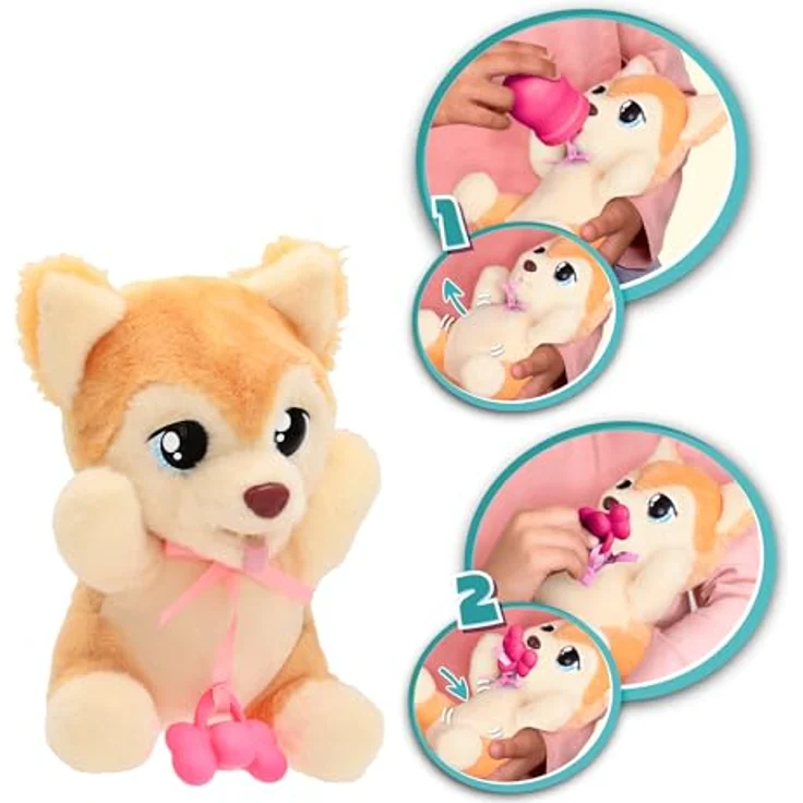 Spectron Baby Paws Yummy Shiba Inu Kuscheltier, interaktives Spielzeug mit Zubehör, 20 cm – Bild 2