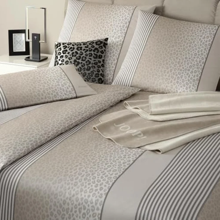 Joop! Bettwäsche Leo Cream, 100% Baumwolle, Mako-Satin, hergestellt in Deutschland, Bettbezug 140 x 200 cm + Kissenbezug 70 x 90 cm – Bild 3