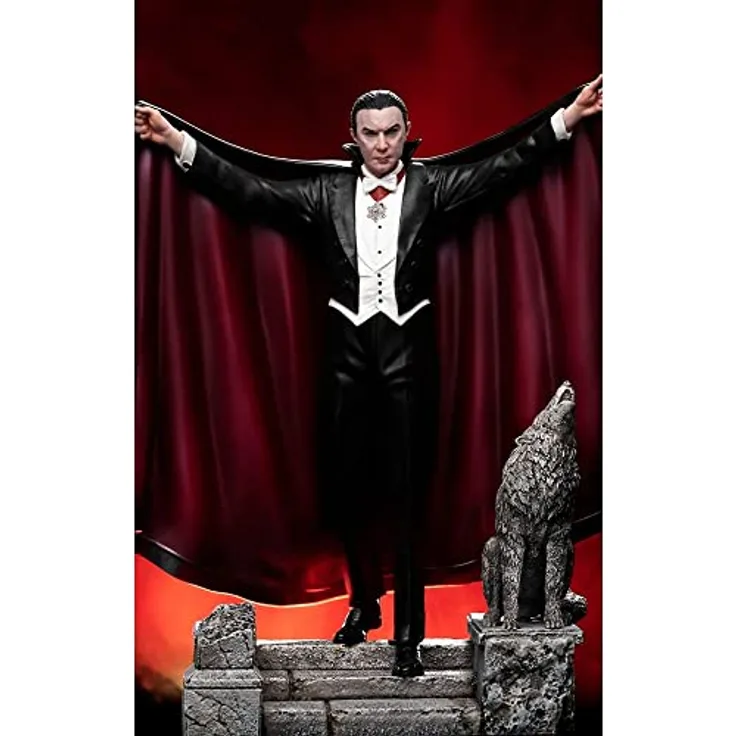 Iron Studios Universal Monsters Deluxe Art Scale Statue 1/10 Dracula, detailreiche Resin-Figur mit Diorama-Podest und heulendem Wolf, 22 cm, IS12902