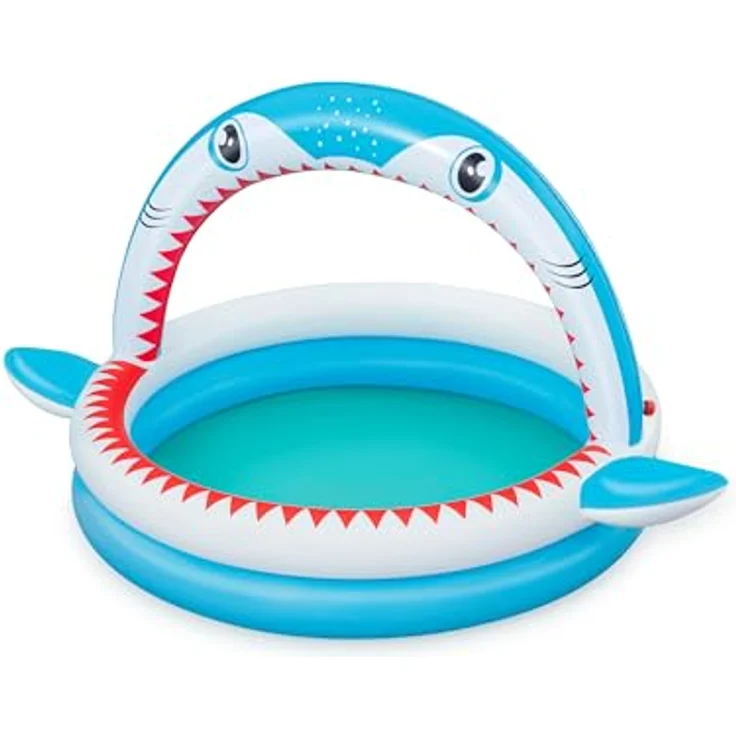 Bestway Planschbecken Sharktastic mit Wassersprinkler 163 x 127 x 92 cm, Kinderpool mit verspieltem Hai-Design – Bild 3