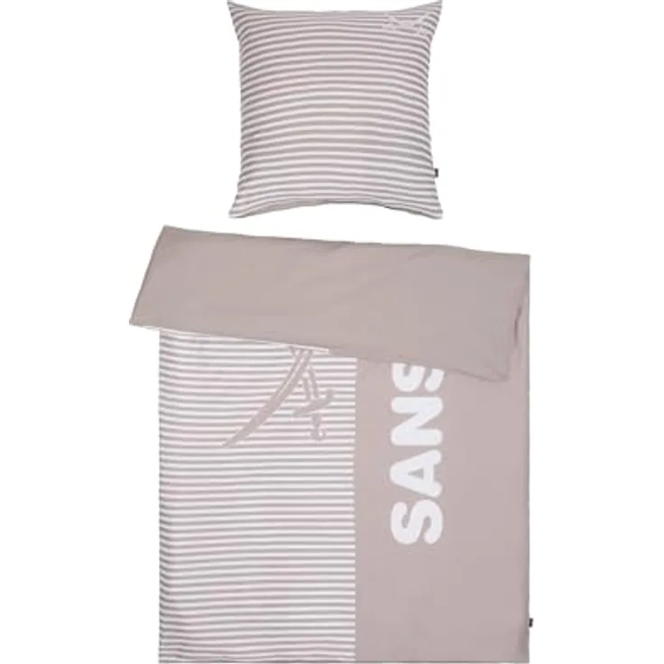 Sansibar Bettwäsche Set Ocean Breeze (2-TLG), hochwertiger Digitaldruck, hautfreundlich, verdeckter Reißverschluss (Beige)