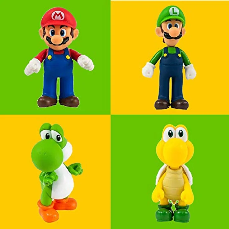 Nintendo Super Mario groß 4 Figur Sammlung Paket, offiziell lizenziert, 12,7 cm, Geschenk-Box, für Fans und Sammler, biegsam, Mario, Luigi, Yoshi, Koopa Troopa – Bild 4
