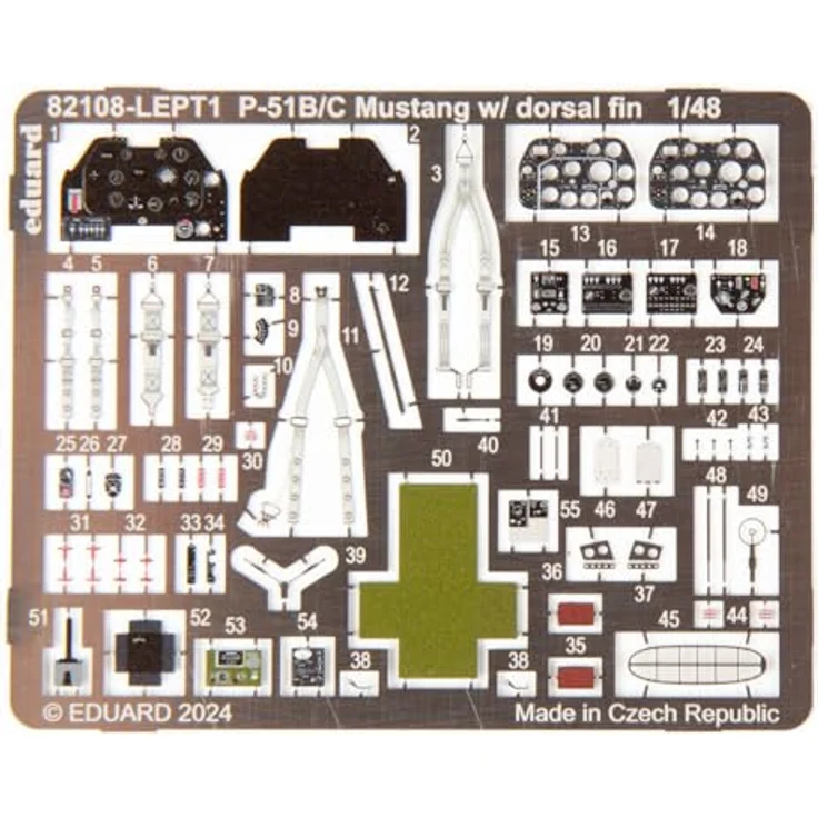 Eduard Plastic Kits 82108, 1:48 P-51B/C Mustang mit Rückenfinne, Modellbausatz mit gravierten Teilen und 6 Markierungen – Bild 4