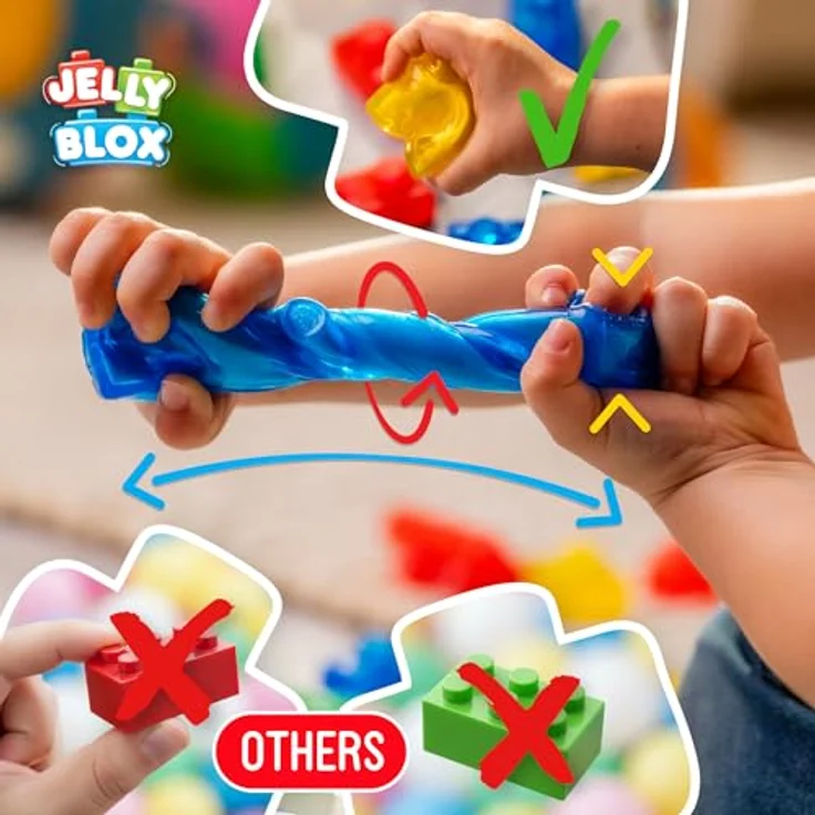 Jelly Blox Farm Set, Sensorisches Spielzeug mit 18 weichen Bauernhoftieren und -figuren, für Kinder ab 2 Jahren – Bild 5