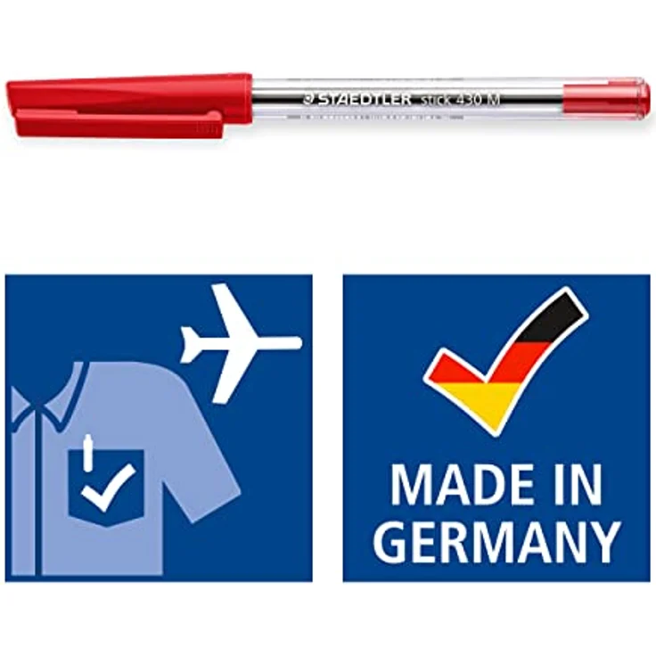 Staedtler Einwegkugelschreiber Stick 430, 0,35mm, schwarz, dokumentenecht, Kappenmodell, druckausgleichend für Flugreisen – Bild 8