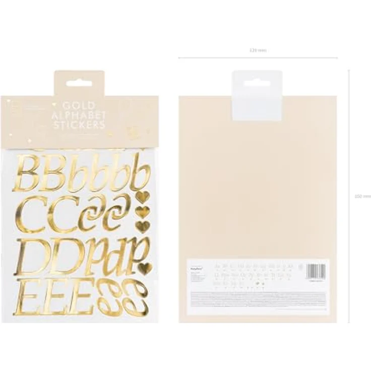 partydeco Sticker, Buchstaben Aufkleber 5 Bögen - 143 Buchstaben 25 Zeichen Sticker Gold - Selbstklebend & vielseitig einsetzbar – Bild 6