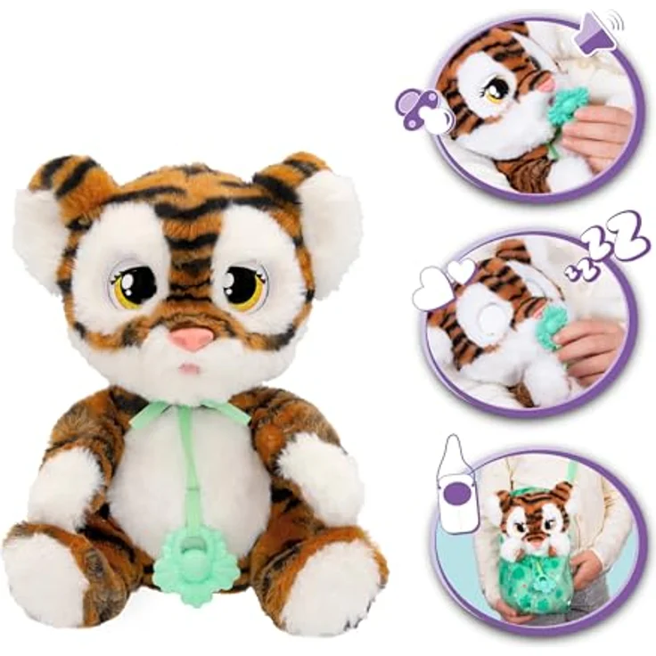 BABY PAWS Baby Paws Tiger, interaktives Kuscheltier mit Schlaffunktion und Tragetasche, 24 cm hoch – Bild 2