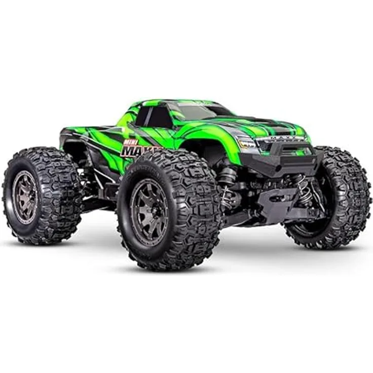 TRAXXAS Mini Maxx 4WD Brushless BL-2S RTR 1:12 Monster Truck grün mit Akku + 2A USB/C-Lader, Ferngesteuertes Auto mit High-Performance Funksteuerung