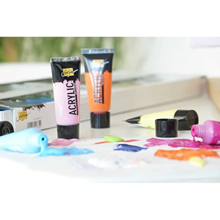 KREUL Solo Goya Acrylic Set, 32 hochpigmentierte Acrylfarben à 20 ml, wasserbasierend, schnell matt trocknend, gut deckend, wasserfest – Bild 2