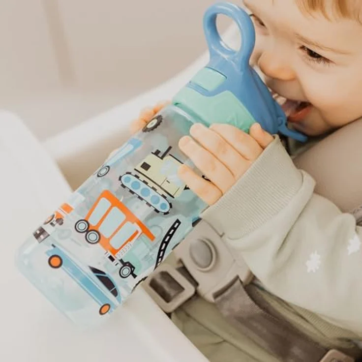 Nuby Super Quench, Auslaufsicherer Trinklernbecher für Babys, 540 ml mit Tragegriff, Blau, 2er-Pack, mikrowellen- und spülmaschinengeeignet – Bild 2