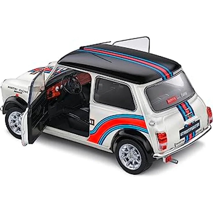 Solido 1:18 Mini Cooper MARTINI EVO, Modellauto aus Zinkdruckguss in detailgetreuer Nachbildung von 1998, mit Kunststoffsockel im Fensterkarton – Bild 8