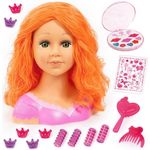 Bayer Frisier- & Schminkkopf Charlene Super Model, orange - Schmink- & Frisierkopf mit Bürste, Kamm, Lockenwickler und Make-Up