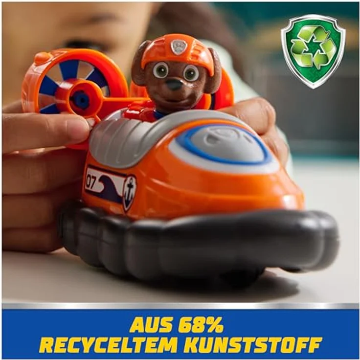 Spin Master PAW Patrol Spielzeug-Auto Zuma, Luftkissenboot aus recyceltem Material mit enthaltenem 7 cm Figur – Bild 6