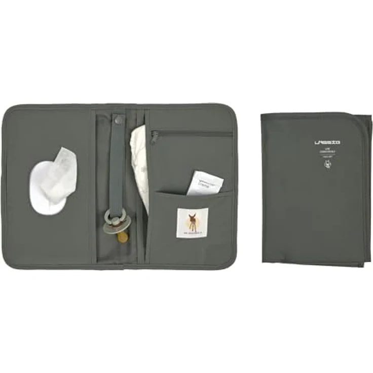 Lässig Casual Wickeltasche, mobile Windeltasche mit wasserabweisender Wickelunterlage und Fächern für Windeln und Feuchttücher, kontrastfarbener Verschlussband – Bild 3