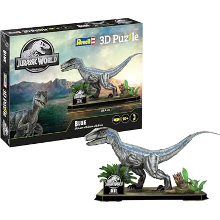 Revell Jurassic World - Blue, 3D-Puzzle Set mit Dinosaurier-Modellen und Dioramaplatte, ideal für Fans und Bastler – Bild 1