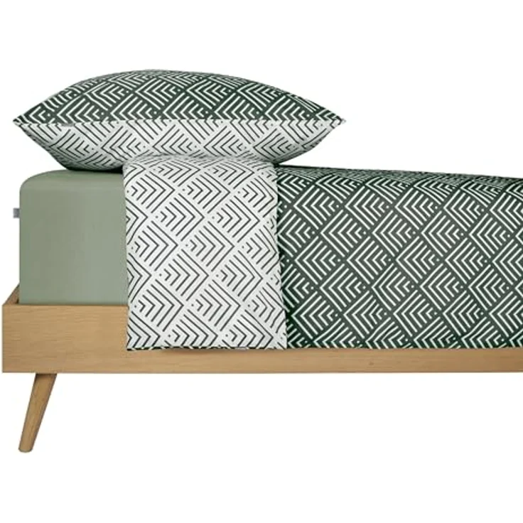 Schiesser Bettwäscheset Mabel | Renforcé | 100% Baumwolle aus nachhaltiger Produktion | 155x220cm + 80x80cm | Dunkelgrün – Bild 3