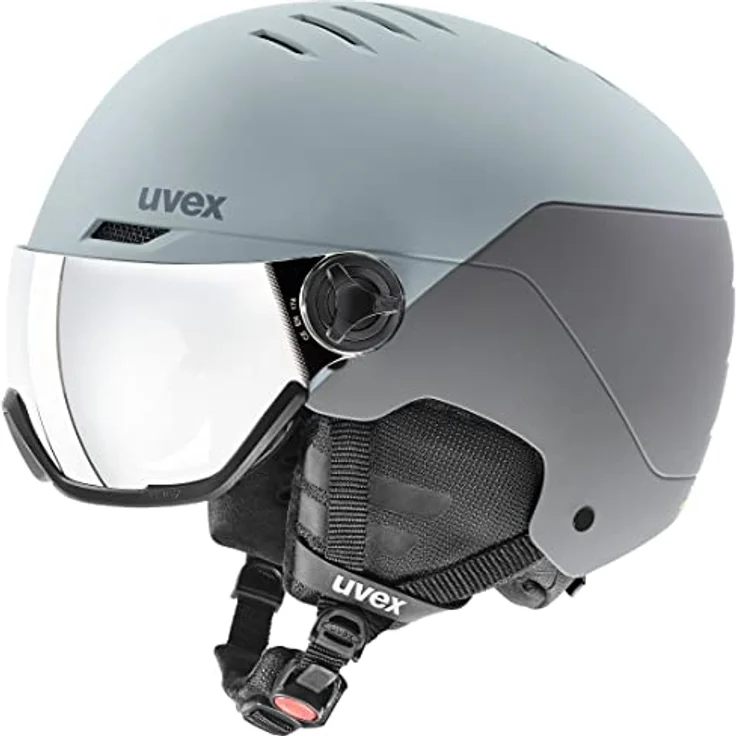 uvex wanted visor - robuster Skihelm für Damen und Herren - mit Visier - optimierte Belüftung - glacier - rhino matt - 54-58 cm – Bild 1
