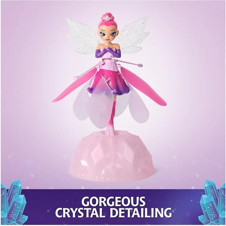 Spin Master Crystal Flyers Fliegende Fee 15 cm, rosa, interaktive fliegende Puppe mit Sensor und USB-Ladefunktion – Bild 5