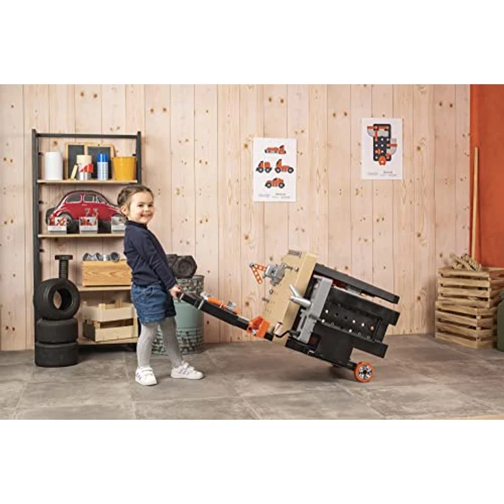 Smoby Toys - Black+Decker Mega Werkbank Center (100 Teile) - Spielzeug-Werkstatt für Kinder ab 3 Jahren mit Werkzeug, Nagelbrett, Autobausatz & mechanischem Akkuschrauber – Bild 15