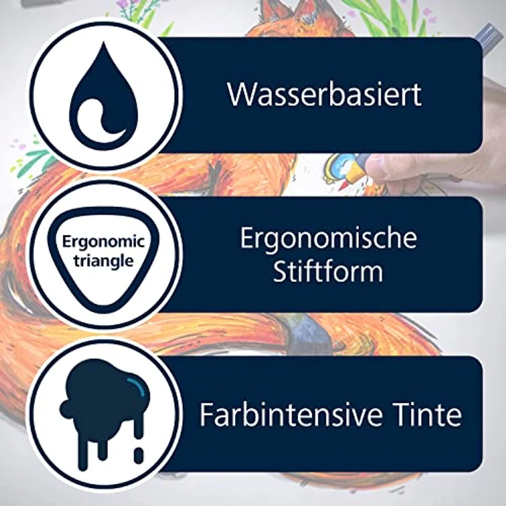 Schneider 040 Paint-It Twinmarker Komplettset (Brush Tip & 1,0 mm Rundspitze,farbintensive Tinte auf Wasserbasis,für die Anwendung auf Papier,Stifte aus 92% recyceltem Kunststoff) 72 Teile, mehrfarbig – Bild 5