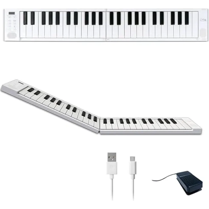 Blackstar Folding Piano 49, tragbares Keyboard mit 49 Tasten, 128 Klängen, weiß