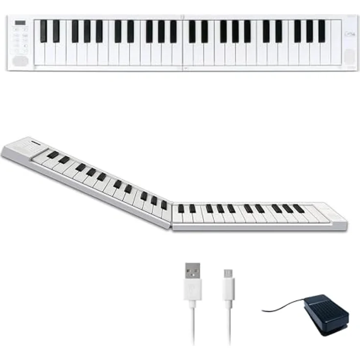 Blackstar Folding Piano 49, tragbares Keyboard mit 49 Tasten, 128 Klängen, weiß – Bild 1