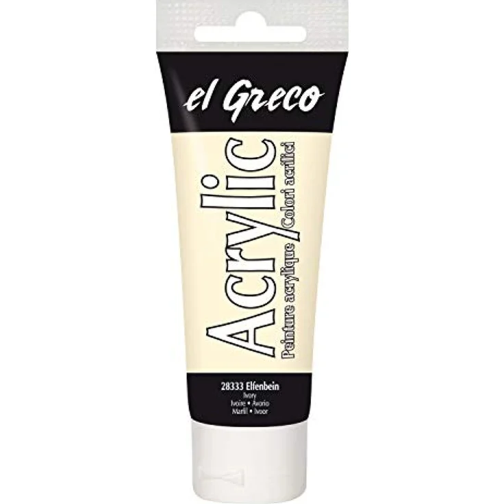 Kreul El Greco Acrylic, 75 ml Tube in elfenbein, hochpigmentierte Acrylfarbe in Studienqualität, buttrig vermalbar für pastose Malerei – Bild 1