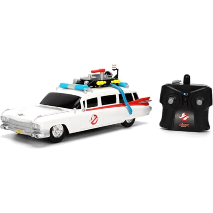 Jada Ghostbusters RC Ecto-1 1:16, detailgetreues Modellauto mit 2-Kanal-Funksystem, 2,4 GHz, USB-Ladefunktion, mehrfarbig