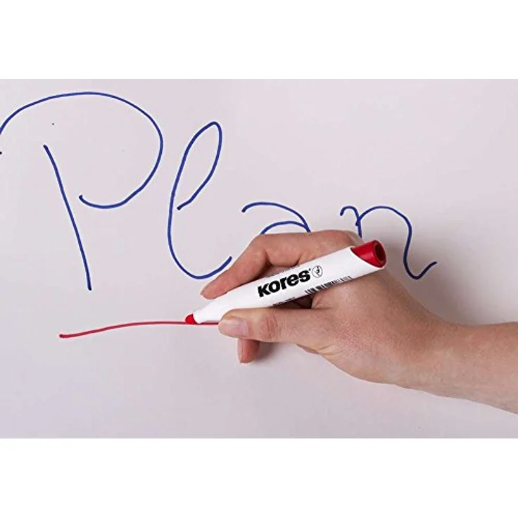 KORES Whiteboard Marker Set M20863, 5er Set mit 3mm Rundspitze in schwarz, blau, rot, grün + magnetischer Schwamm, schnell trocknend, rückstandslos entfernbar – Bild 3
