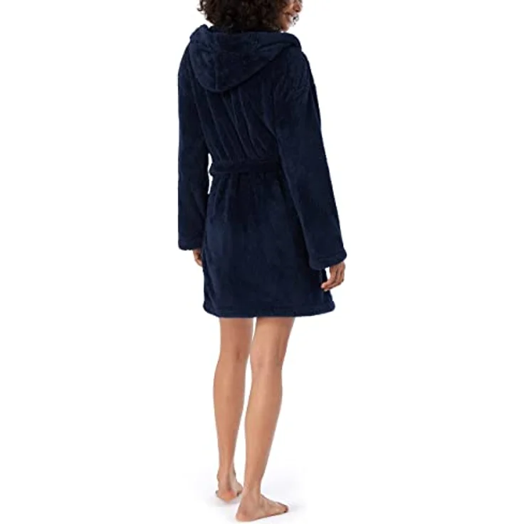 Schiesser Bademantel Teddy Fleece, Synthetik, Comfort Fit - mit 90 cm Länge, Damen, grau – Bild 2