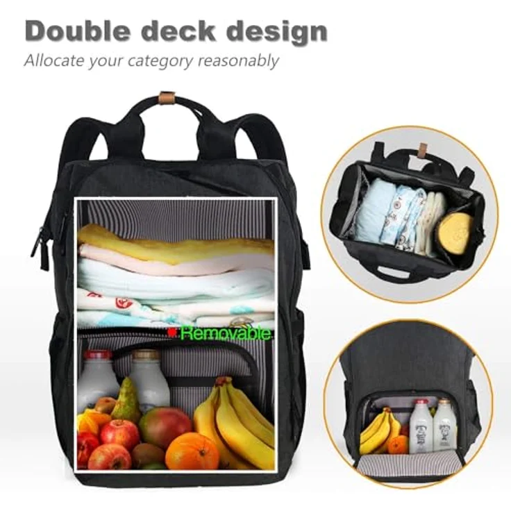 Hap Tim Baby Wickelrucksack Wickeltasche/Rucksack - Multifunktions-Designer Windeltaschen Große Kapazität, isolierte Taschen,wasserdicht,Babytasche Reiserucksack für Unterwegs (EU-7340-DG) – Bild 5
