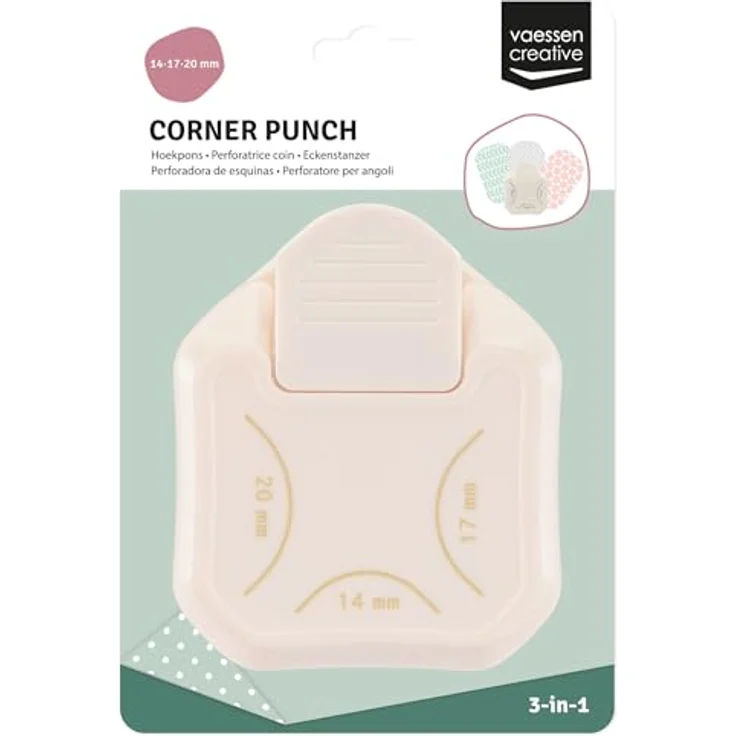 Vaessen Creative 2137-063 3-in-1 Eckenstanzer für Scrapbooking und Karten Basteln, legierter Stahl, präzises Abrunden von Ecken in 14, 17 und 20 mm – Bild 4