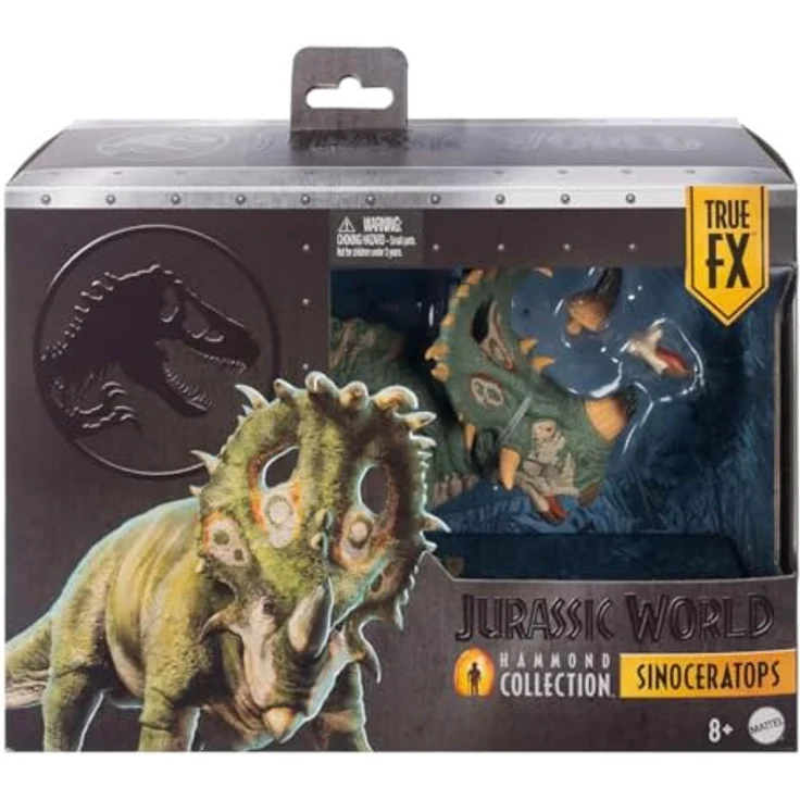 Mattel Jurassic World Hammond Collection Sinoceratops, Sammelfigur mit 14 Bewegungspunkten und austauschbaren Hörnern, ca. 30 cm – Bild 6