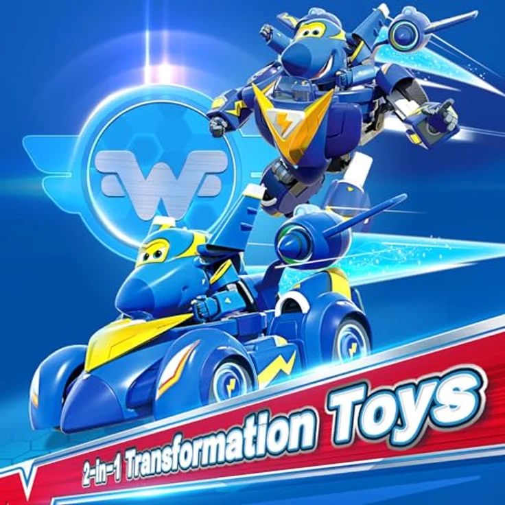 Super Wings Super Robot Suit Jerome, 18 cm verwandelbare Spiel-Figur, 2-in-1 Roboter Anzug und Super Auto, blau – Bild 4
