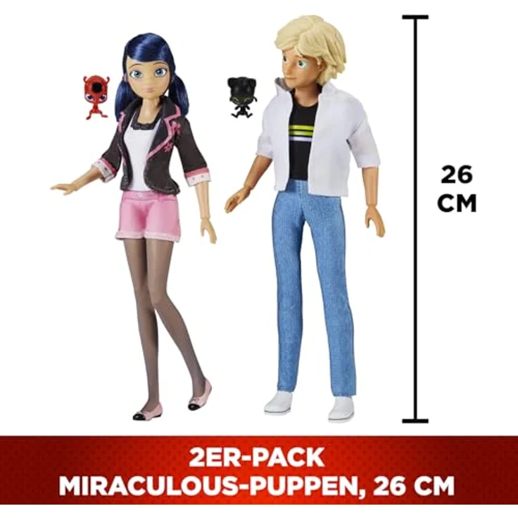 BANDAI Miraculous Ladybug Spielset, 2 Puppen Marinette und Adrien, 26 cm mit Zubehör, Spielzeug ab 4 Jahren, P50377 – Bild 4