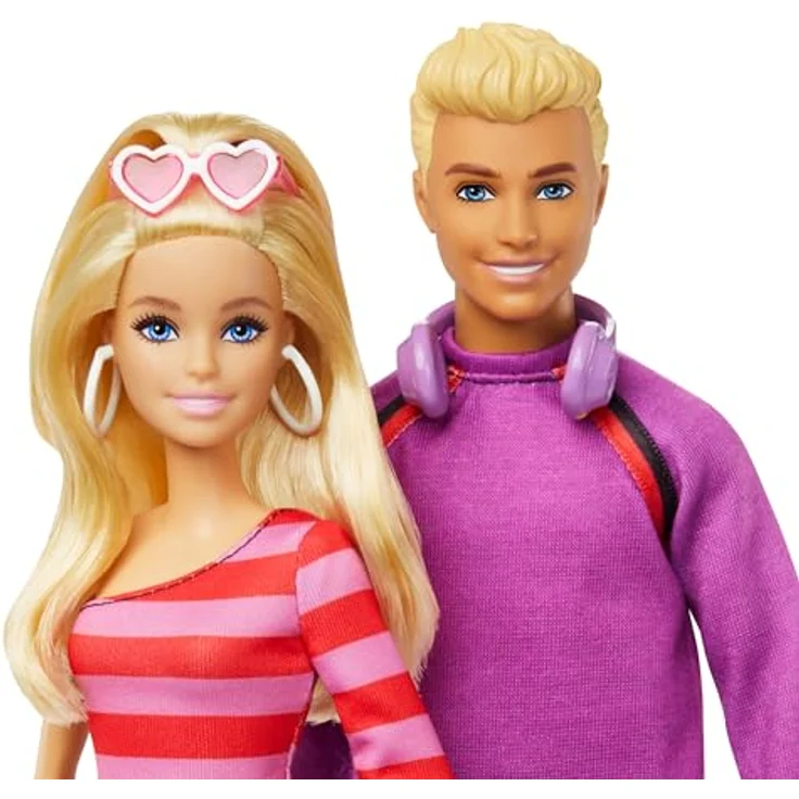 Barbie Anziehpuppe Fashionistas 65-jähriges Jubiläum, Thema Rollschuhe - Inspiriert von den Rollschuh-Outfits der 80er Jahre, abgestimmter Streifenlook, 6 Zubehörteile, klassisches Set mit modernem Touch – Bild 4