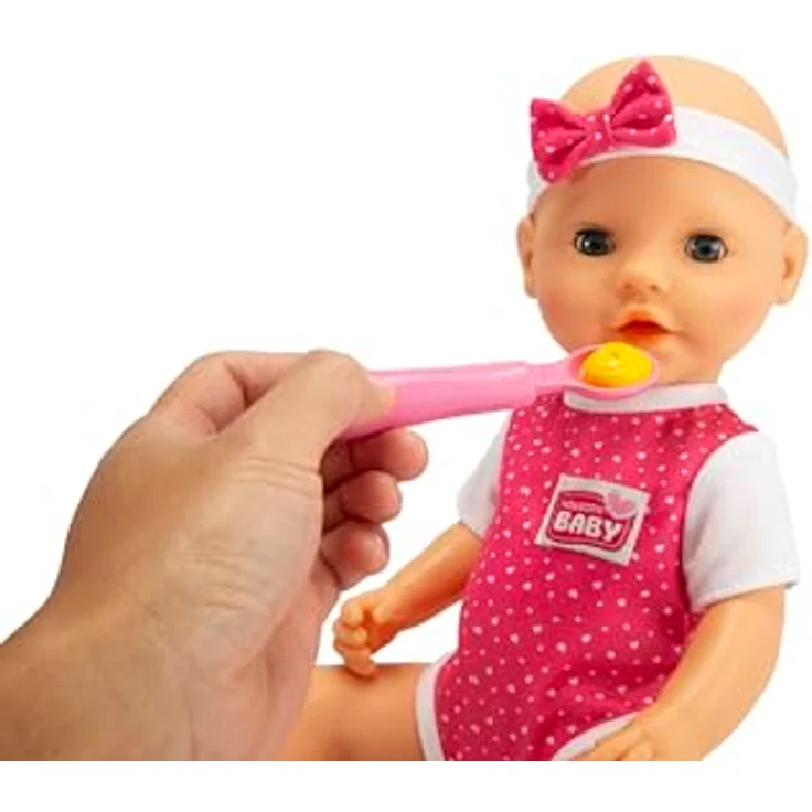 SIMBA Babypuppe New Born Baby Hungry, 38 cm interaktive Puppe mit 5-tlg. Zubehör und realistischen Spielgeräuschen – Bild 5